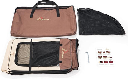 Pawer 36”×18.5” 8-Panel Foldable Pet Playpen, for Small Medium Cat/Dog/Puppy, Brown+Beige, 600D Oxford Cloth Portable Indoor & Outdoor Kennel with Carry Bag, Multiple Sizes & Colors Available