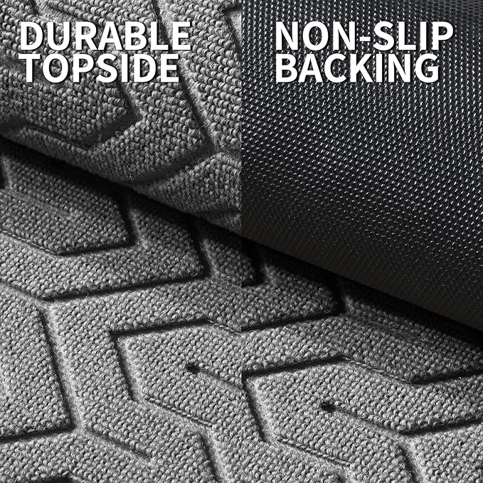 Yimobra Large Door Mat Outside Entrance 36x24, Waterproof Heavy Duty Outdoor Mats for Front Door, Non Slip Rubber Entry Mat for Garage Patio Indoor, Easy Clean, Grey