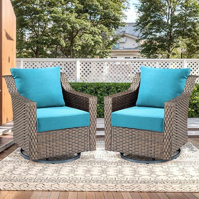 Luxury Outdoor Seat Cushion Set-24 x 24 x 6 Inch Outdoor Chair Cushions Set of 2 with Water Resistant & Removable Cover Outdoor Cushions for Patio Furniture Chair Sofa Couch