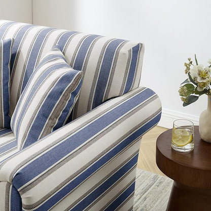 VANOMi 40" W Oversized Accent Chair, Oversized Reading Chair for Living Room, Comfy Reading Nook Chairs for Bedroom, Upholstered Large Chair Armchair Single Sofa for Small Space (Navy Stripe)