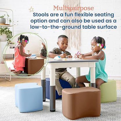 ECR4Kids SoftZone Toddler Modular Stool Set, Flexible Seating, Earthtone, 6-Piece