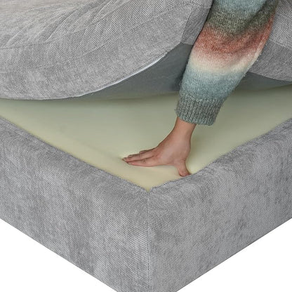 WJShome Modern Middle Module Couch for Living Room, Cushion Covers Removable, Minimalist Comfy Breathable Sofa,Gray