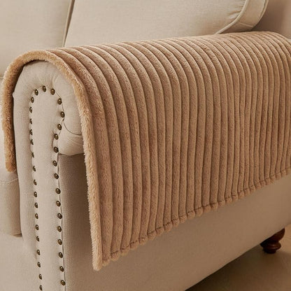 HAOMAIJIA Waterproof Couch Cover for Dogs Washable,Faux Fur Pet Couch Covers for Sofa,Soft Dog Bed Cover Non-Slip Couch Covers for 3 Cushion Couch Sofa Pet Friendly (Khaki, 23" x 23" 2 Pack)