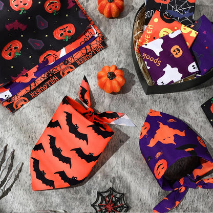 Abbylike 200 Pcs Halloween Dog Bandanas Bulk Pumpkin Bandanas for Dogs Pets Triangle Kerchief Bibs Scarf for Halloween Costume Photo Props Accessories Pet Shops Adoption Events Groomers, 25 Styles