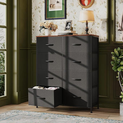 WLIVE Tall Fabric Dresser with 8 Drawers, Storage Tower with Fabric Bins