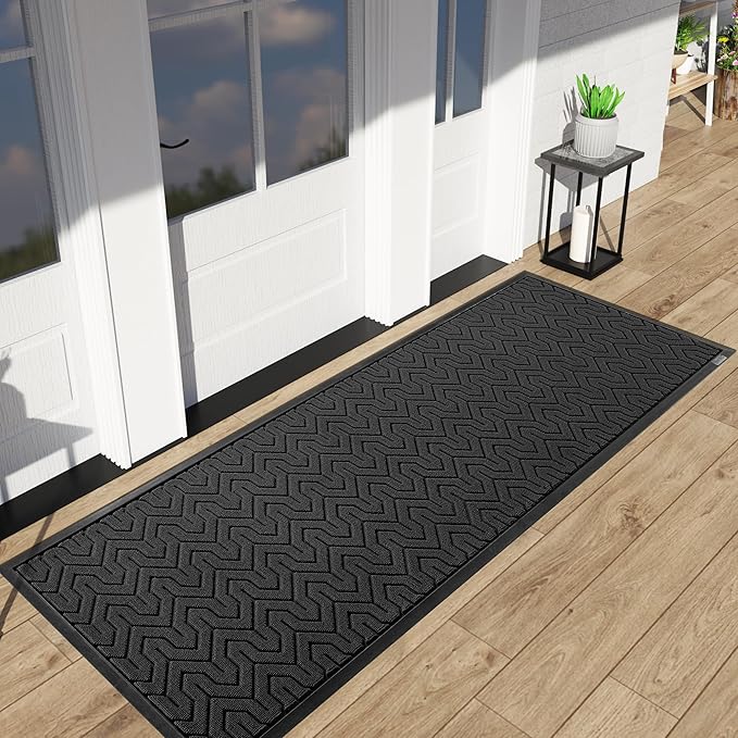 Yimobra 72x24 Indoor Outdoor Runner Rug, Heavy-Duty Entrance Mat for High Traffic Areas, Commercial Grade Welcome Door Mat, Easy Clean Black