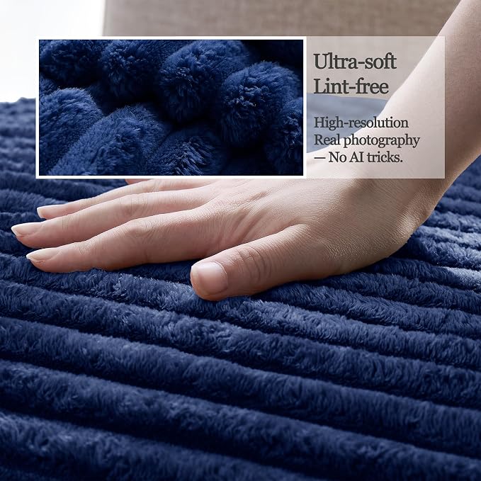 Dual Non-Slip Couch Cover for Dogs Waterproof, Fuzzy Soft Pet Couch Covers for Sofa 3 Cushion, Pet Friendly Soft Dog Bed Covers Sofa Cover Washable (Navy Blue, 33" x 85" 1 Pack)