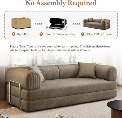 Boneless Couch Sectional Sofa,Convertible Sofa Bed with Sleeper Sofa,Futon Floor Couch Folding Sofas for Living Room,Bedroom,Apartment (Camel, 78.8''W)