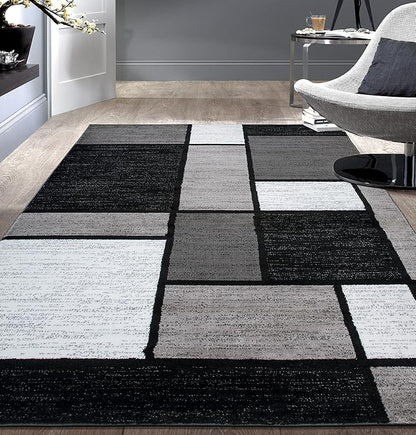 Rugshop Contemporary Modern Boxes for Home Office,Living Room,Bedroom,Kitchen Non Shedding Area Rug 3'3" x 5'3" Gray