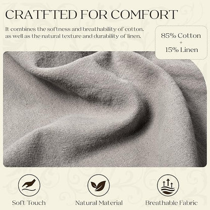 WOWMAX 80% Cotton & 20% Linen Blend Headboard Pillow – Full Size Reading Wedge Backrest for Bed, Handmade Firm Support Bolster Cushion with Removable Cover, Premium Bed Rest Pillow, Black