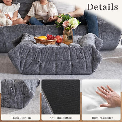 HABUTWAY Bean Bag Ottoman,Foot Rest,Fireside Chair Memory Foam Lazy Bean Bag Sofa for Living Room,Bedroom,Dorm,Office (Ottoman-Grey)