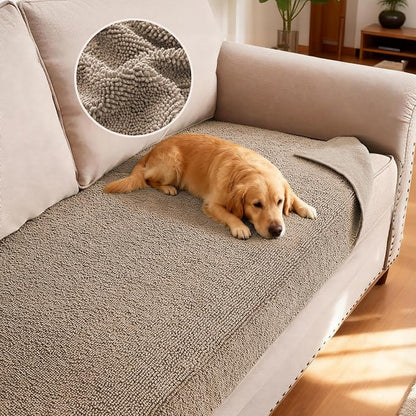 H.VERSAILTEX Non Slip Pet Couch Cover Chenille Dog Bed Protector Thick Soft Sofa Slipcover Pet Friendly Washable Couch Cushion Covers for Pets (30" x 70", Sand)