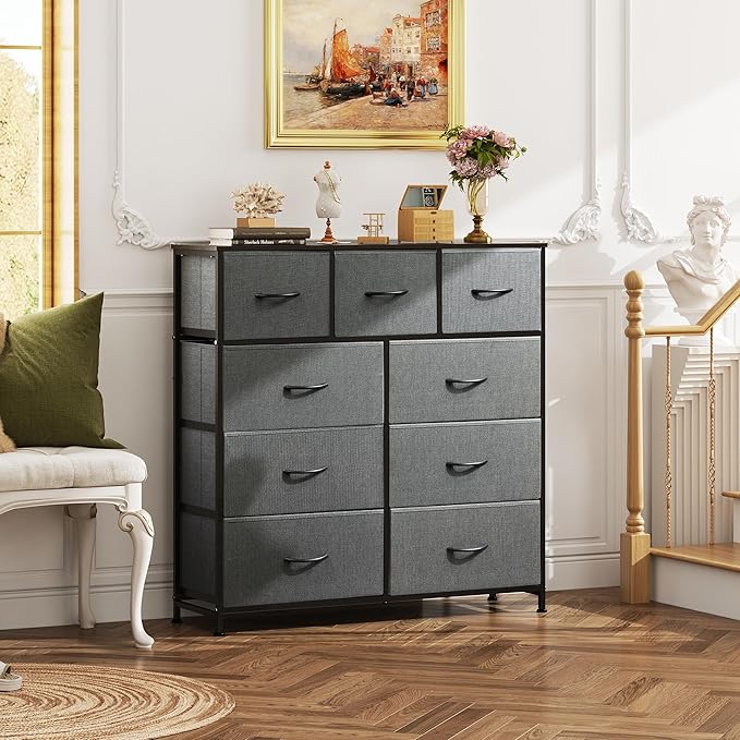 WLIVE 9-Drawer Dresser, Fabric Storage Tower