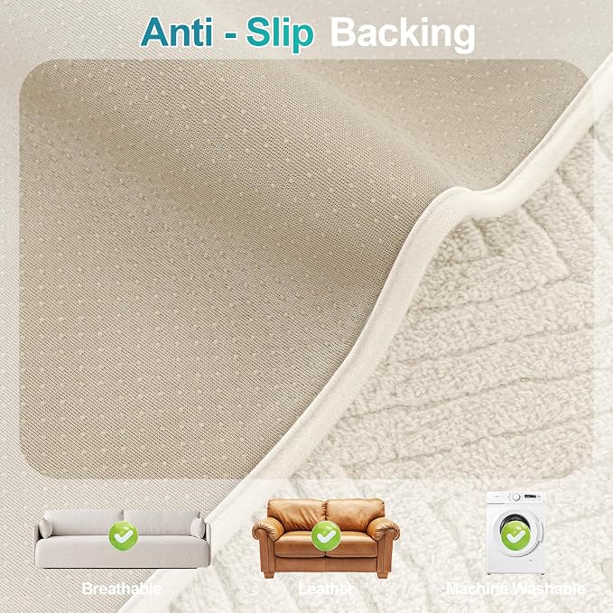 Turquoize Waterproof Couch Cover for Dogs Fuzzy Pet Couch Covers for Sofa Thick Dog Bed Cover Non-Slip Sofa Covers for 2 Cushion Couch Protector Slipcover Pet Friendly (Beige, 36" x 36")
