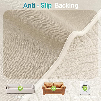 Turquoize Waterproof Couch Cover for Dogs Fuzzy Pet Couch Covers for Sofa Thick Dog Bed Cover Non-Slip Sofa Covers for 2 Cushion Couch Protector Slipcover Pet Friendly (Beige, 36" x 36")