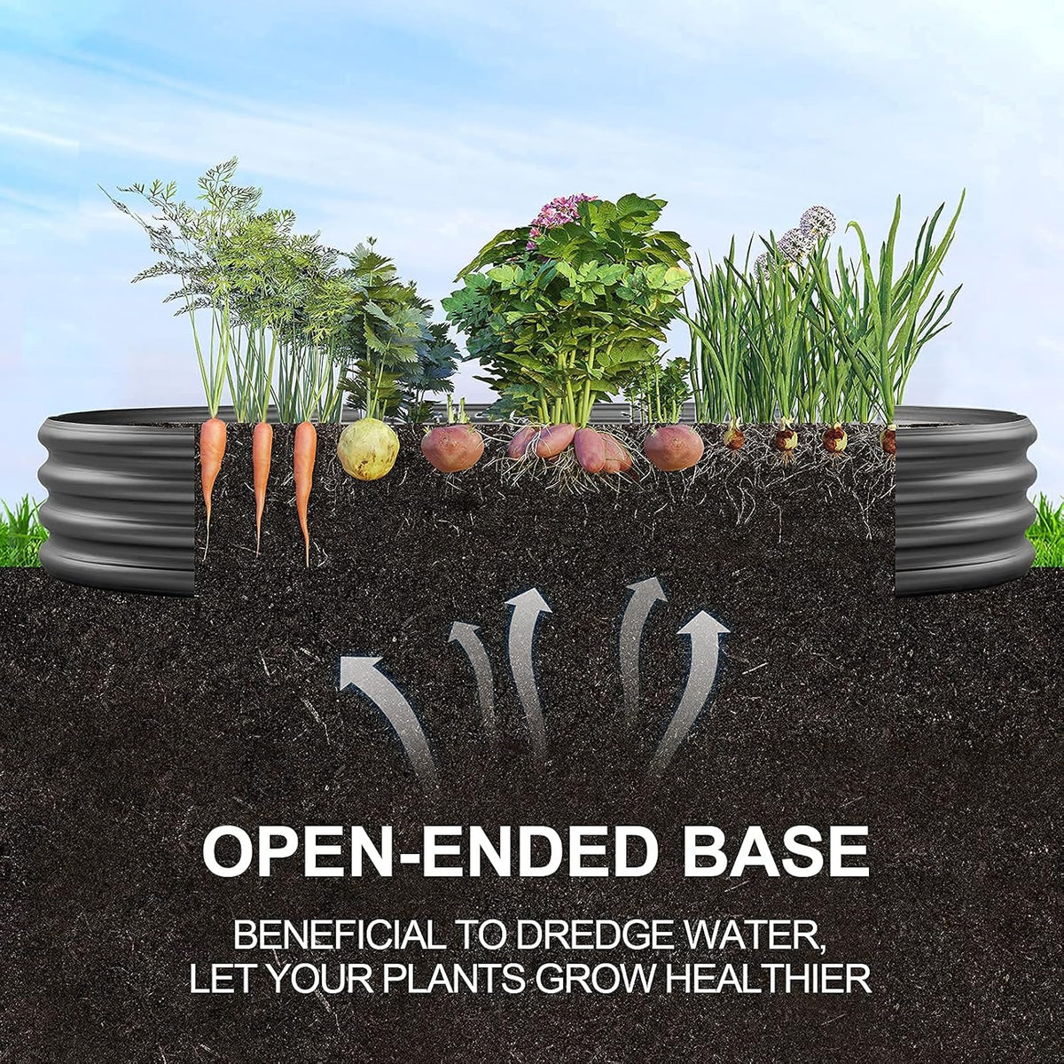 Land Guard 8×4×1 ft Galvanized Raised Garden Bed Kit，Raised Garden Boxes Outdoor, Oval Metal Raised Garden Beds for Vegetables（Grey）………