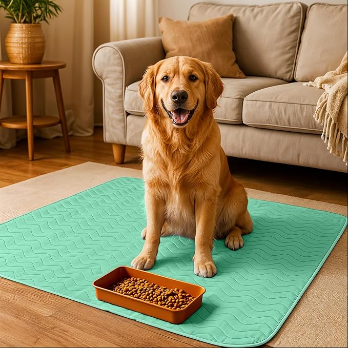 4 Pack Washable Pee Pads for Dogs 18" x 24", Waterproof Dog Training Pads | Reusable Dog Training Pads for Sofa, Incontinence Bed Pads for Adults, Elderly and Kids (Green,Blue) by Utopia Bedding