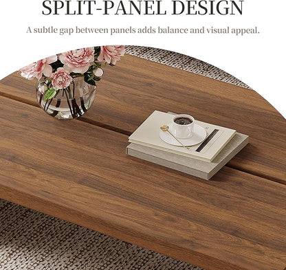 Modern Rectangle Coffee Table, Wood Living Room Table, Walnut Brown Japanese Tea Table for Home Office Apartment, 47.24"
