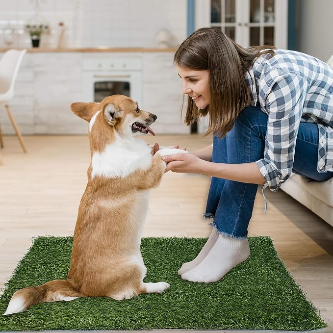 Artificial Dog Grass Pee Pad 39.4"x 31.5" 1 Pack, Fake Grass Potty Training | Easy to Clean, with Drainage, Reusable, Realistic, Pet-Friendly, Turf Grass Mat, for Apartment, Balcony, Indoor Outddor Use