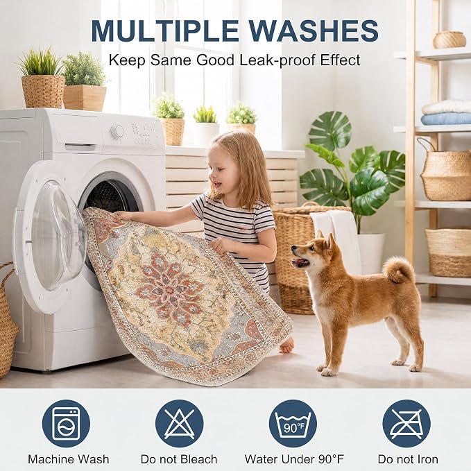 Washable Pee Pads for Dogs,Great Urine Absorbent Reusable Puppy Training Pads,Waterproof,Leak-Proof & Non-Slip Potty Pads for Whelping,Crate,Playpen,Bed.(Orange Amber Floral,54"x54")
