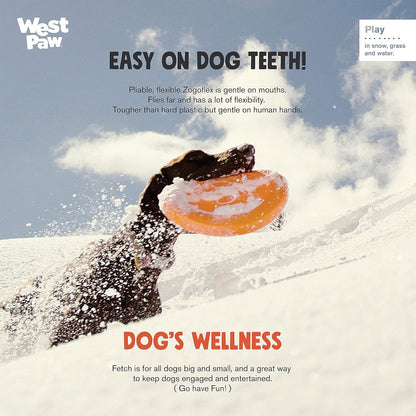 WEST PAW Zogoflex Zisc Dog Flying Disc, High Flying Aerodynamic Disc for Dogs Puppy – Lightweight, Floatable Disc for Fetch, Tug of War, Catch, Play – Doubles as Food/Water Bowl, Small, Granny Smith