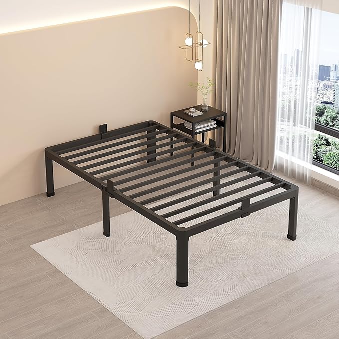MAF 12 Inch Twin XL Metal Platform Bed Frames with Round Corner Legs, Mattress Slide Stopper, 3000 LBS Heavy Duty Steel Slats Support, No Box Spring Needed, Noise Free