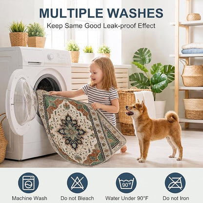 Washable Pee Pads for Dogs,Great Urine Absorbent Reusable Puppy Training Pads,Waterproof,Leak-Proof & Non-Slip Potty Pads for Whelping,Crate,Playpen,Bed.(Dark Teal Floral,31"x36")