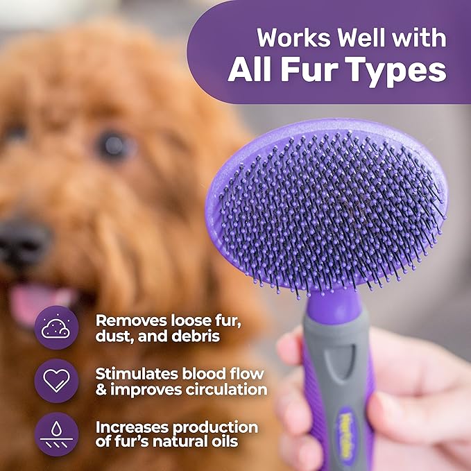 Hertzko Dog Brush - Soft Pin Bristle Pet Brush for Dogs and Cats - Remove Fur, Loose Hair - Comb for Grooming - Dog Brush for Long Haired Dogs and Short Haired Dogs, Cats, Rabbits - Deshedding Tool