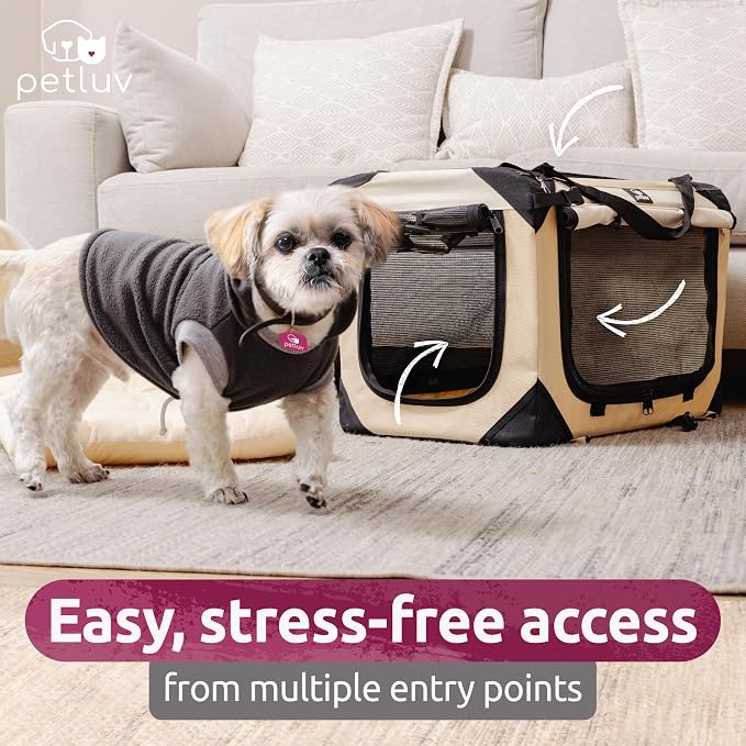 Cat & Dog Pet Carrier, Soft-Sided, Medium 20"x13"x13" Fits Most Cats or Small Dog, Comfortable for Travel & Vet Visits, Privacy Windows, Removable Plush Bed, Locking Zippers, Folds Flat