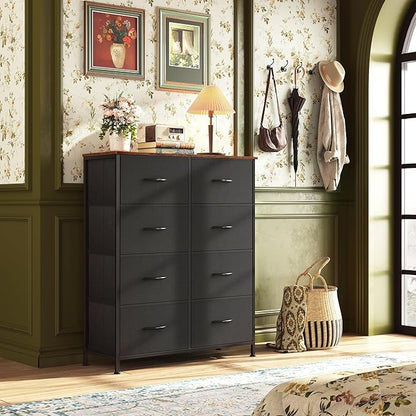 WLIVE Tall Fabric Dresser with 8 Drawers, Storage Tower with Fabric Bins
