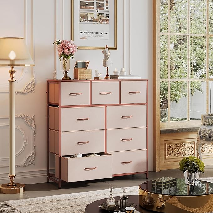 WLIVE 9-Drawer Dresser, Fabric Storage Tower