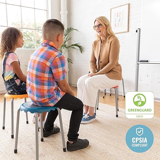 ECR4Kids Daisy Stackable Stool Set, Flexible Seating, Assorted, 8-Piece