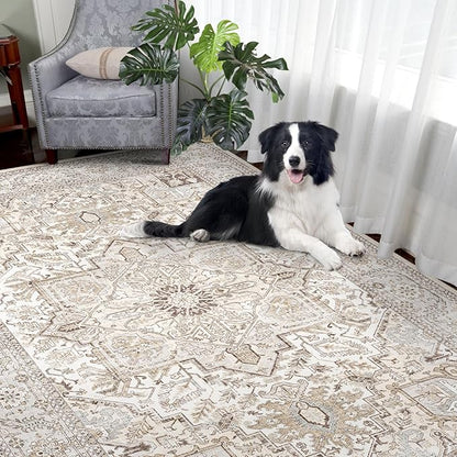 Area Rug 5x7 for Living Room Bedroom, Non-Slip Dining Room Rugs, Extra Soft Non Shedding Non Skid Durable Vintage Carpet 5x7 Washable Area Rug Machine Washable Area Rugs…