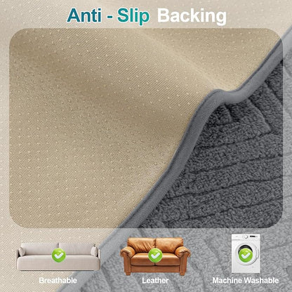 Turquoize 2 Pack Waterproof Couch Armrest Covers for Sofa Non-Slip Fuzzy Couch Arm Covers Set of 2 Washable Thick Soft Recliner Chair Arm Cover Protector Cover (Grey, 23" x 23" 2 Pack)
