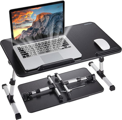 Lap Desk for Laptop, 8AMTECH Ajustable Laptop Table with Cooling Fan Office Desk for Working, Reading, Writing, Drawing and Eating in Bed Sofa Floor Couch