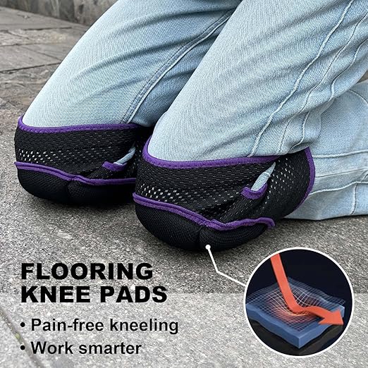 Gardening Knee Pads for Women, Mens Kneeling Pad for Cleaning Floor Washing Work, Comfortable Knee Protector for Cleaner Gardener, Adjustable Soft Knee Pad for Kneeling on Hard Floor for Christmas, Purple L (1 pair)