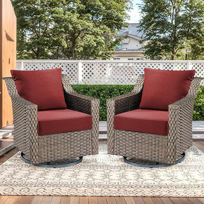 Outdoor Seat Cushion Set-24 x 24 x 6 Inch Outdoor Chair Cushions Set of 2 with Water Resistant & Removable Cover Outdoor Cushions for Patio Furniture Chair Sofa Couch-Red