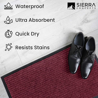 Sierra Concepts 2-Pack Front Door Mat Red - Indoor Outdoor Floor Doormat Rug Entryway Welcome Mats - Entrance Shoe Scraper, Entry Inside Outside, 30" x 17"