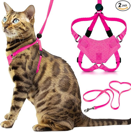 Houdini™ Escape Proof Kitten Harness and Leash (Pink, S) | Adjustable walking vest with 6ft lead, breathable mesh, snug secure fit, light and gentle for first outdoor adventures