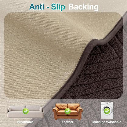 Turquoize Non-Slip Couch Armrest Covers for Sofa Fuzzy Couch Arm Covers Set of 2 Washable Thick Soft Recliner Chair Arm Cover Protector Cover (Brown, 23" x 23" 2 Pack)