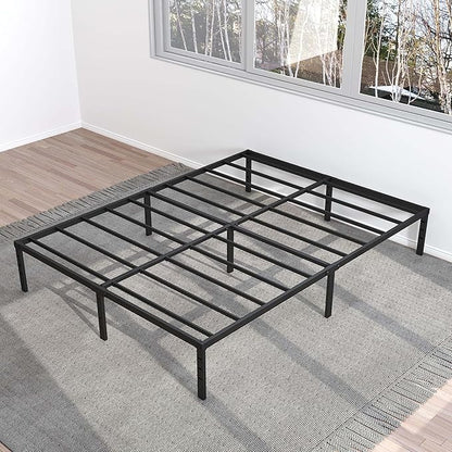 12 Inch Bed Frame Queen Size No Box Spring Needed, Heavy Duty Queen Platform Metal Bed Frame Support Up to 3000 lbs, Easy Assembly, Noise Free, Black