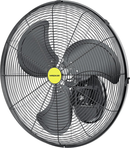 VAGKRI Wall Mount Fan, 20 Inch High Velocity Metal Oscillating Fan, 3 Speeds, 5300CFM Industrial Wall Fan for Home Office Patio Garage Factory Greenhouse Warehouse Farm