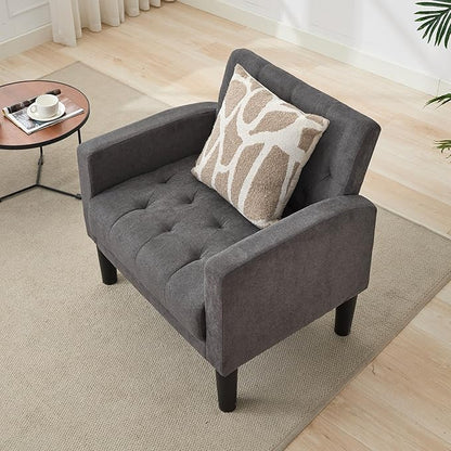 TYBOATLE Mid-Century Fabric Tufted Accent Living Room Armchairs, Comfy Modern Upholstered Bedroom Office Armchair, Reading Chair