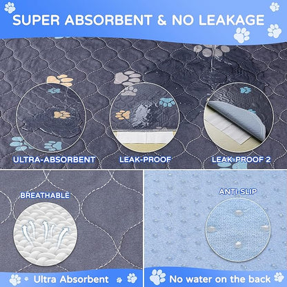 Aitmexcn Washable Pee Pads for Dogs, 4 Pack Reusable Puppy Pads, Absorbent Leak-Resistant Non-Slip Dog Mats for Puppy Training, Playpens, Crates and Senior Dogs (32"x36")