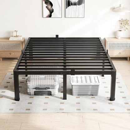 12 Inch California King Bed Frame, 3500Lbs Heavy Duty Metal Platform with Round Corner Legs Mattress Slide Stopper, Steel Slat Support No Box Spring Needed, Noise Free, Non-Slip, Easy Assembly
