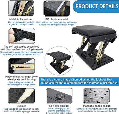 Adjustable Foot Rest for Under Desk at Work with 4 Height Levels, Under-Desk Footrest with Massage Surface, Foot Stool Under Desk for Office, Home, Maximum Load 120 Pounds (Black)
