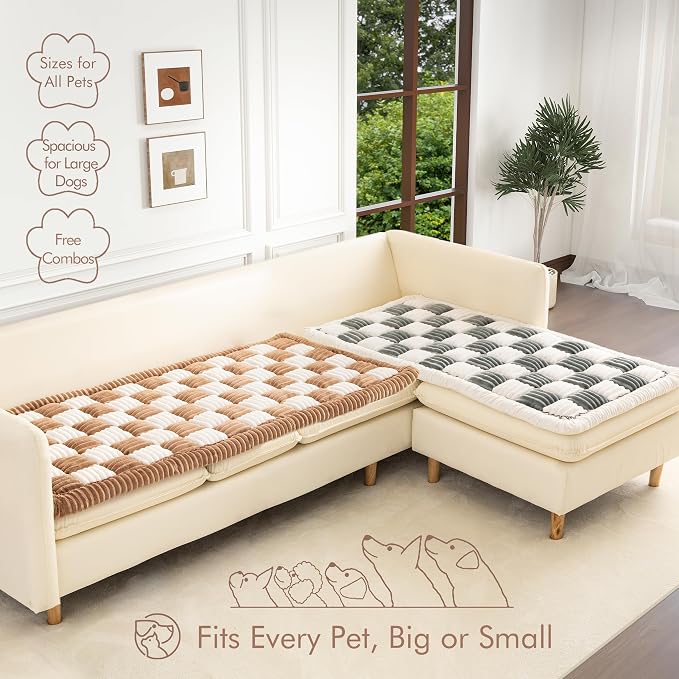 Couch Cover for Sofa, Sectional Couch Cover for Dogs, Sofa Cover Washable, Cushion Cover Blanket Pad Bed Mat for Pets, Fleece Furniture Protector, Grey, 27.6x70.9in