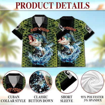 Fishing Crappie Hawaiian Shirt for Men, Button Down Summer Beach Short Sleeve, Fishing Lover Gifts, Sizes S-5XL