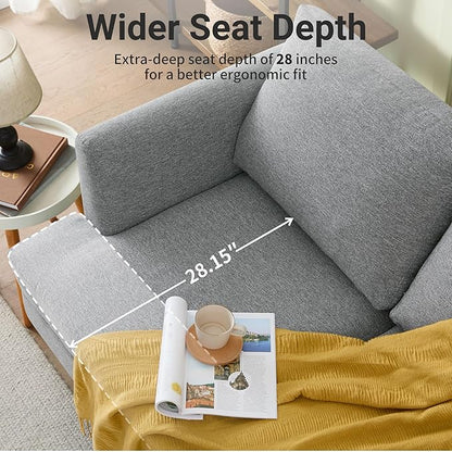 Loveseat Sofa 56" Mid Century Modern Small Couches for Small Spaces Love Seat with 2-Seat Upholstered Cushion Sofa Couches for Bedroom, Living Room, Apartment, Office (Grey)