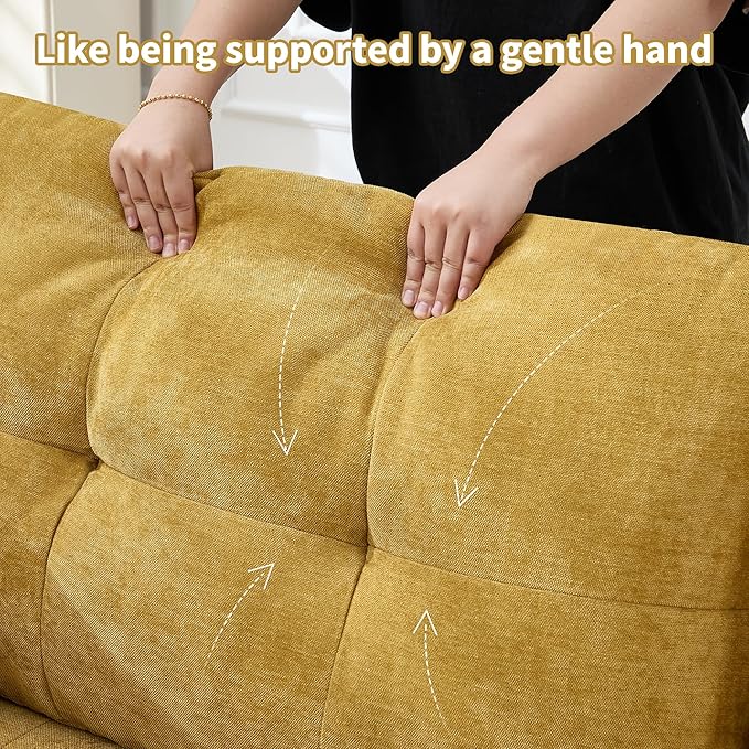 84" Loveseat Sofa, Modern Couches for Living Room,Double-Layer Cushion Cloud Couch with Deep Seat,Super Comfy Chenille Sofas,Sturdy Frame, Easy Assembly for Bedroom, Apartment, Office, Yellow